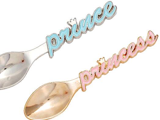 Μεταλλικό διακοσμητικό κουταλακι princess χρυσο - prince ασημι