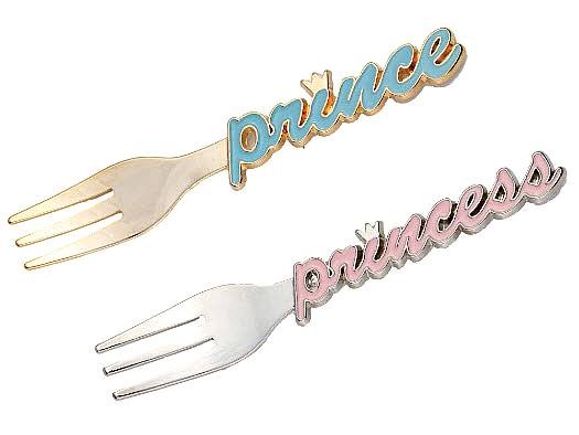 Μεταλλικό διακοσμητικό πιρουνάκι prince χρυσο - princess ασημι