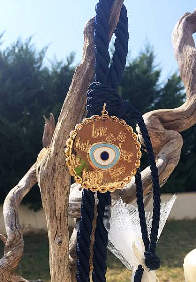 Μπομπονιέρες βάπτισης Πολυτελείας Γούρι ''Ματάκι Ευχές''