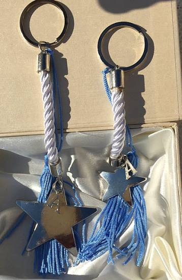 Μπομπονιέρες βάπτισης  Πολυτελείας Μπρελόκ Αστεράκι Μονόγραμμα