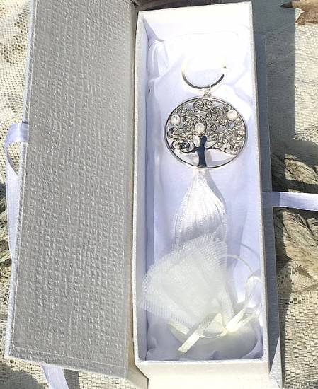 Μπομπονιέρες Γάμου Πολυτελείας Luxury/Exclusive Δέντρο Ζωής ροζ ασημί γούρι μπρελόκ