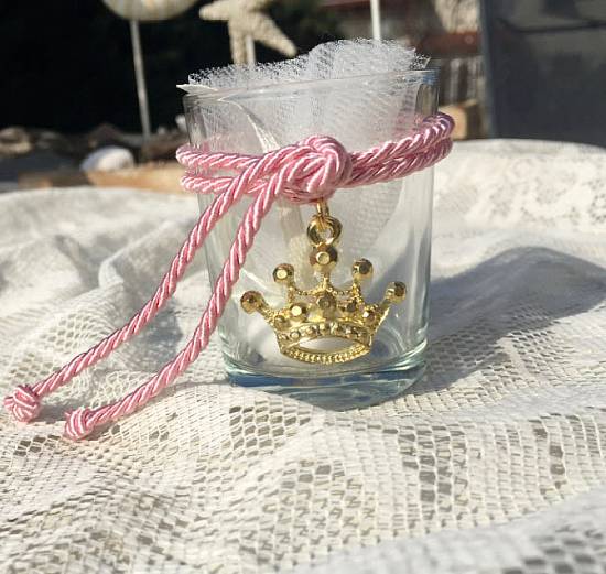 Μπομπονιέρες βάπτισης 2025 Πολυτελείας Luxury/Exclusive crown princess ποτήρι ρεσώ κορώνα