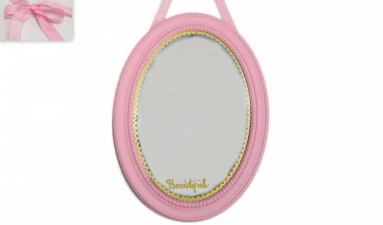 Καθρέφτης ροζ ξύλινος Διακόσμηση Βρεφικό/Παιδικό δωμάτιο
